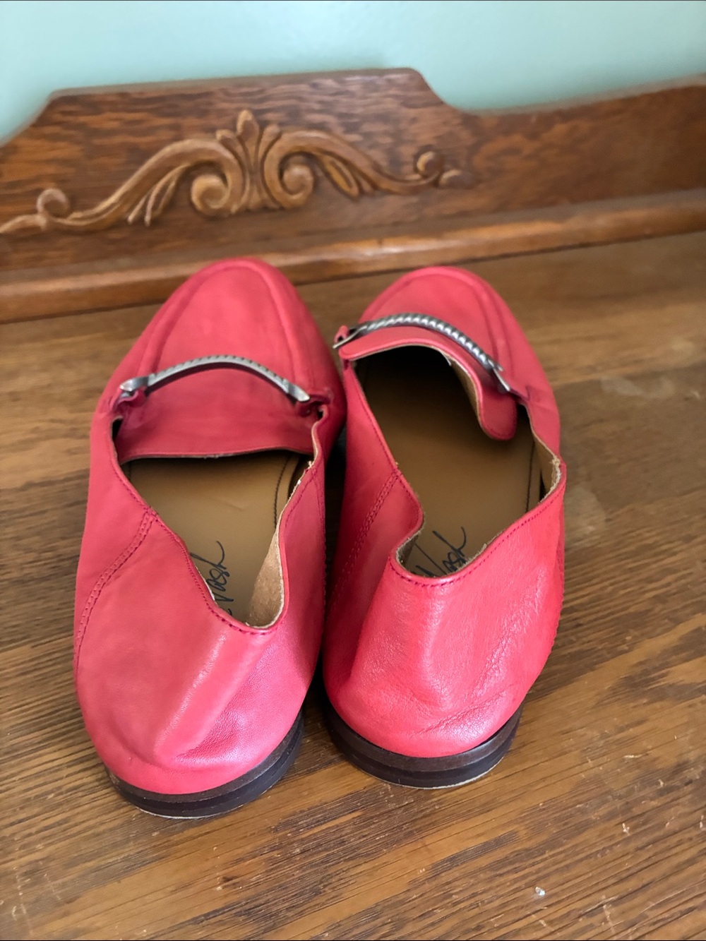 Patricia Nash Red Leather Loafers with Silver-Tone Bit - Picture 3 of 7